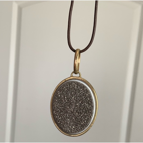 Marcia Moran * Beautiful Gold & Silver Druzy Pendant Necklace - Picture 2 of 11